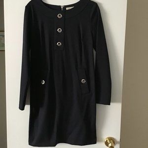 MICHAEL by Michael Kors Navy Blue Ponte Dress with Silver Hardware